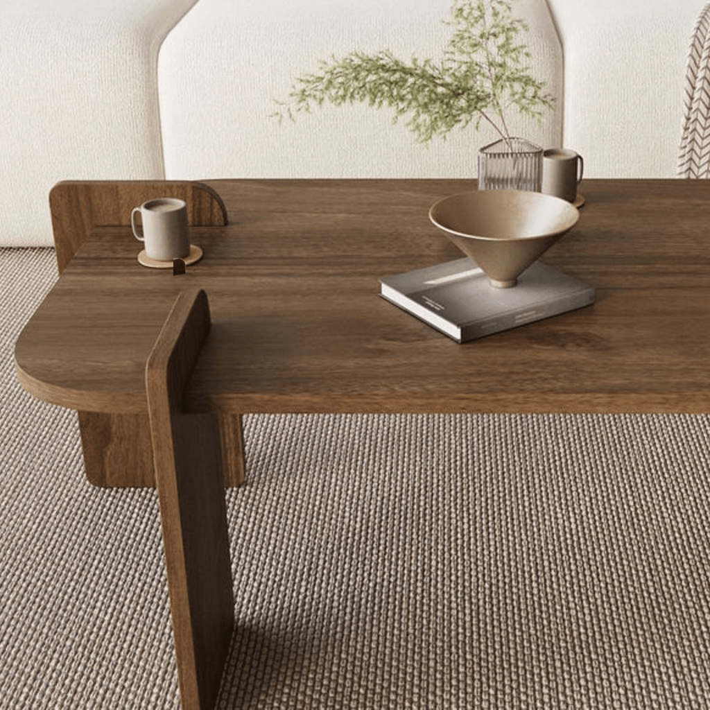 Salontafels - Salontafel Walnoot melamine Japandi - 120 x 60 cm - ronde hoeken - Lovge - Dimehouse