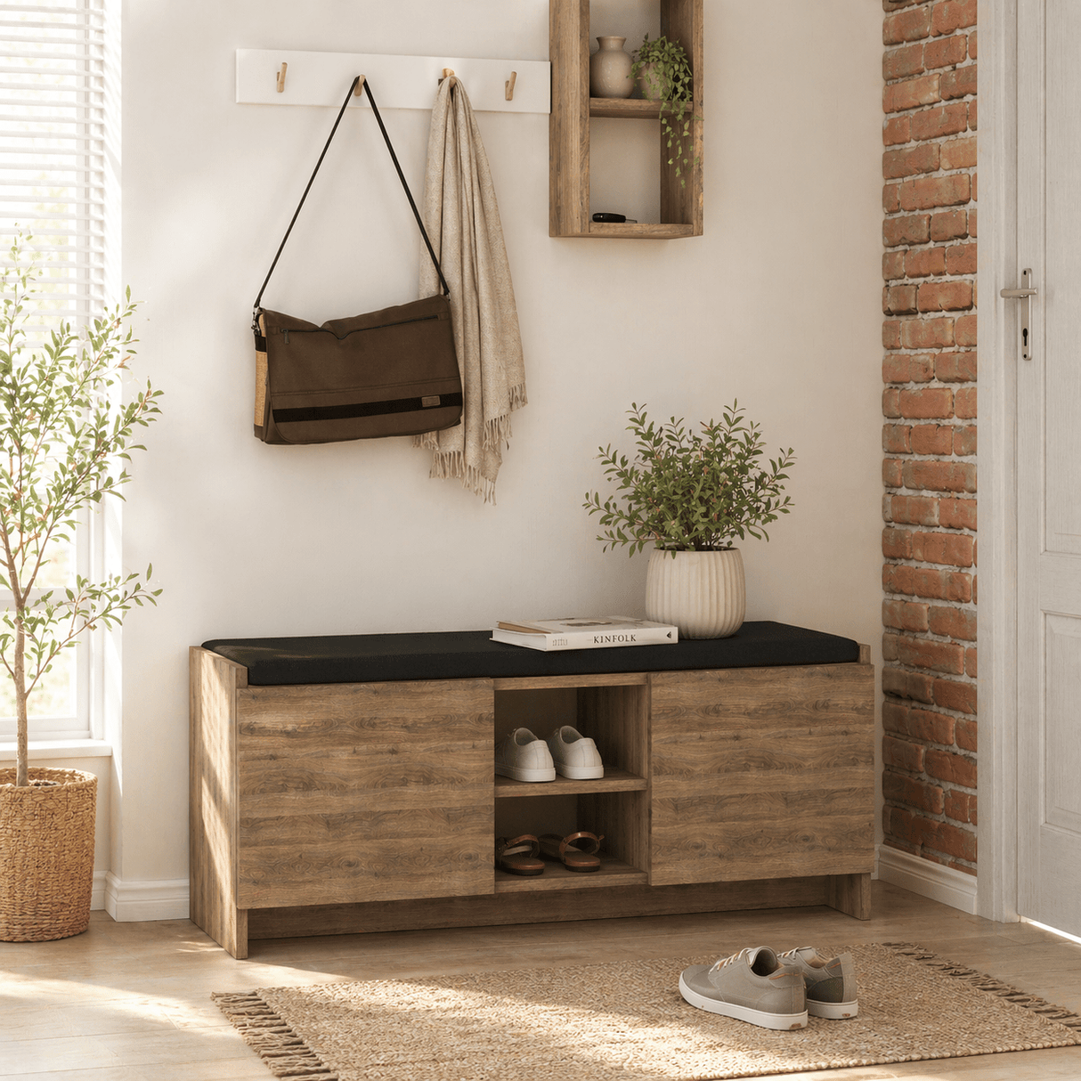 Scarpiera Melaminico Rovere Moro - sei scomparti - 110x43x37 cm - Zulla