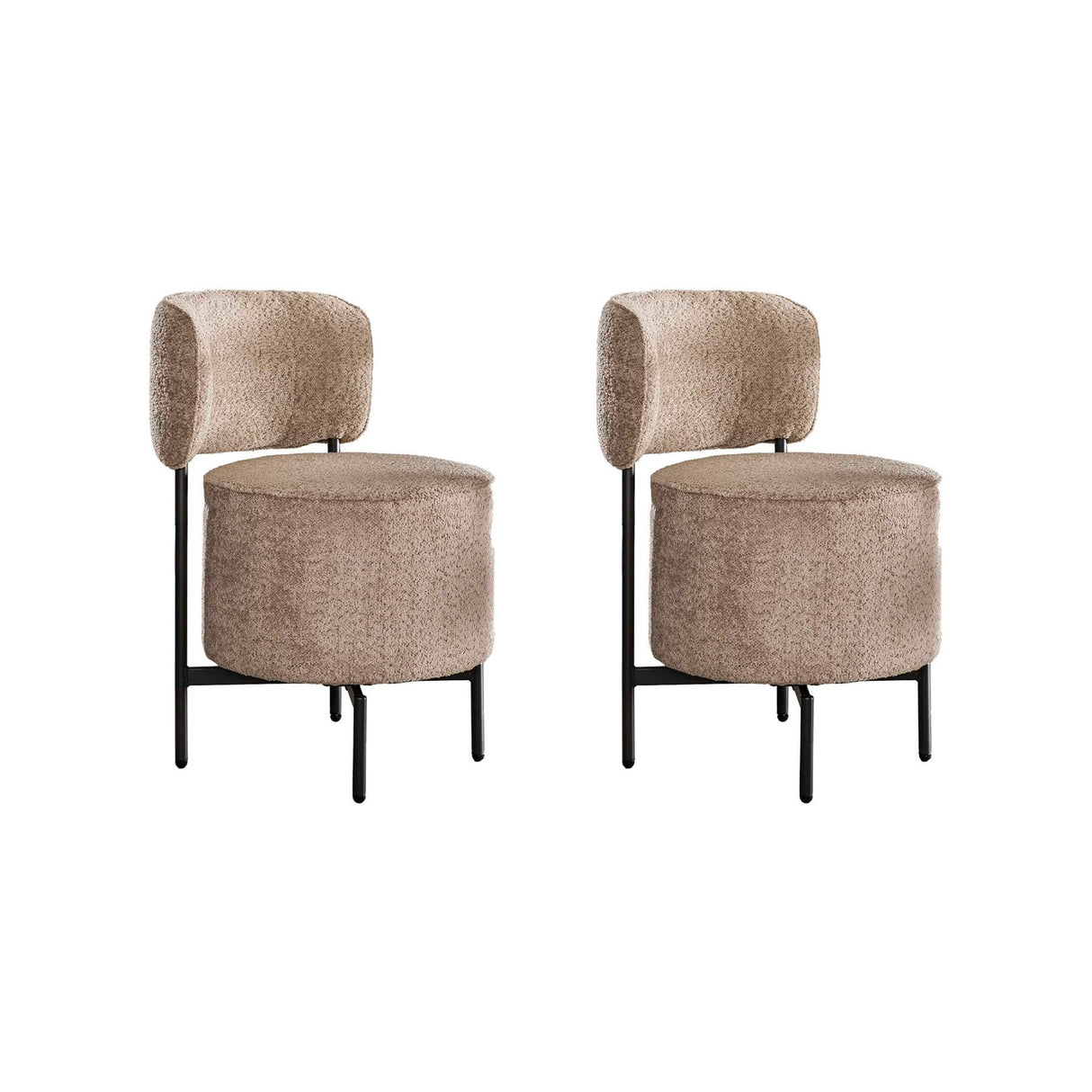 Eetkamerstoelen - Set van 2 eetkamerstoelen Dante Bouclé zand draaibaar - Dimehouse