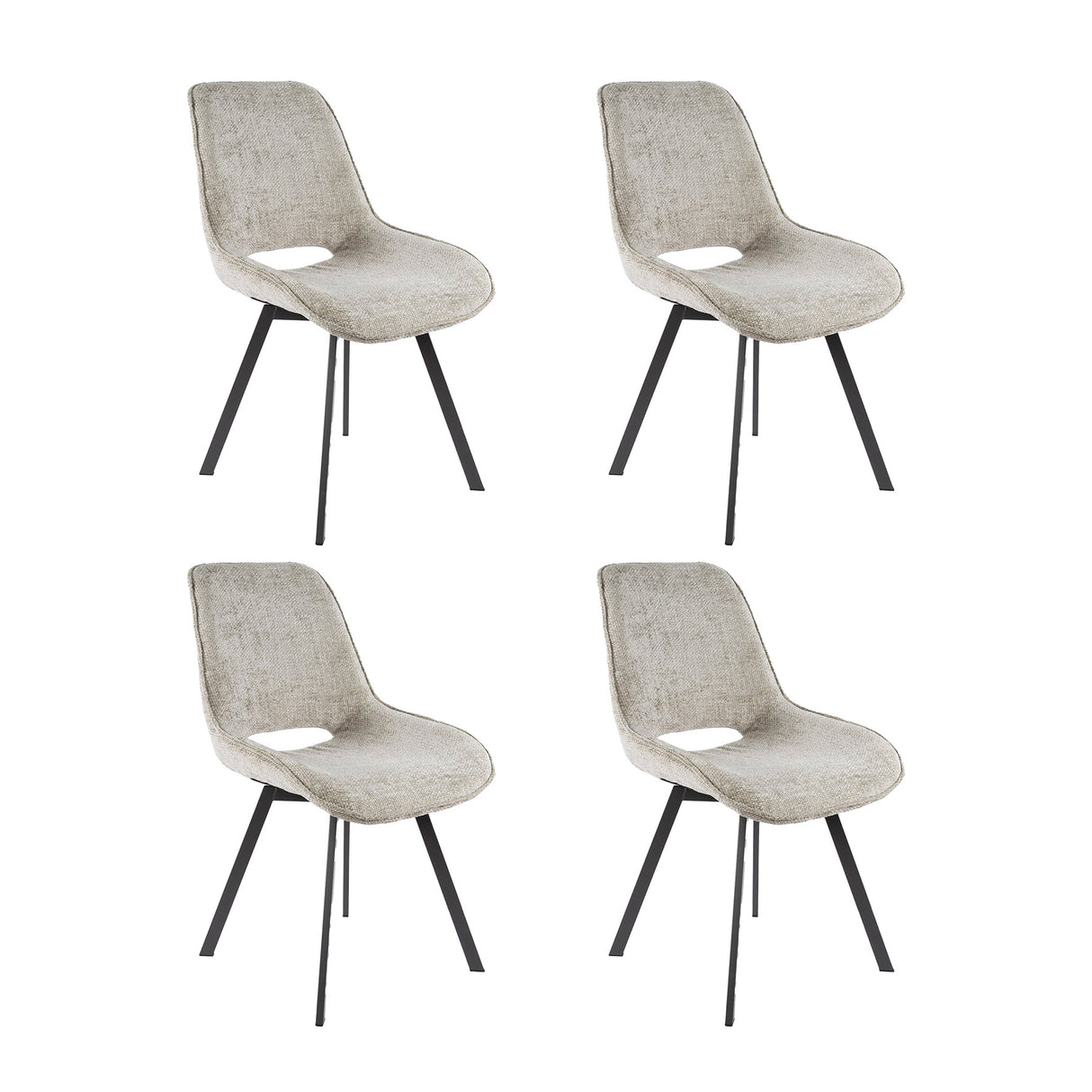 Eetkamerstoelen - Set van 4 eetkamerstoelen Riviera Rich zand draaibaar - Dimehouse
