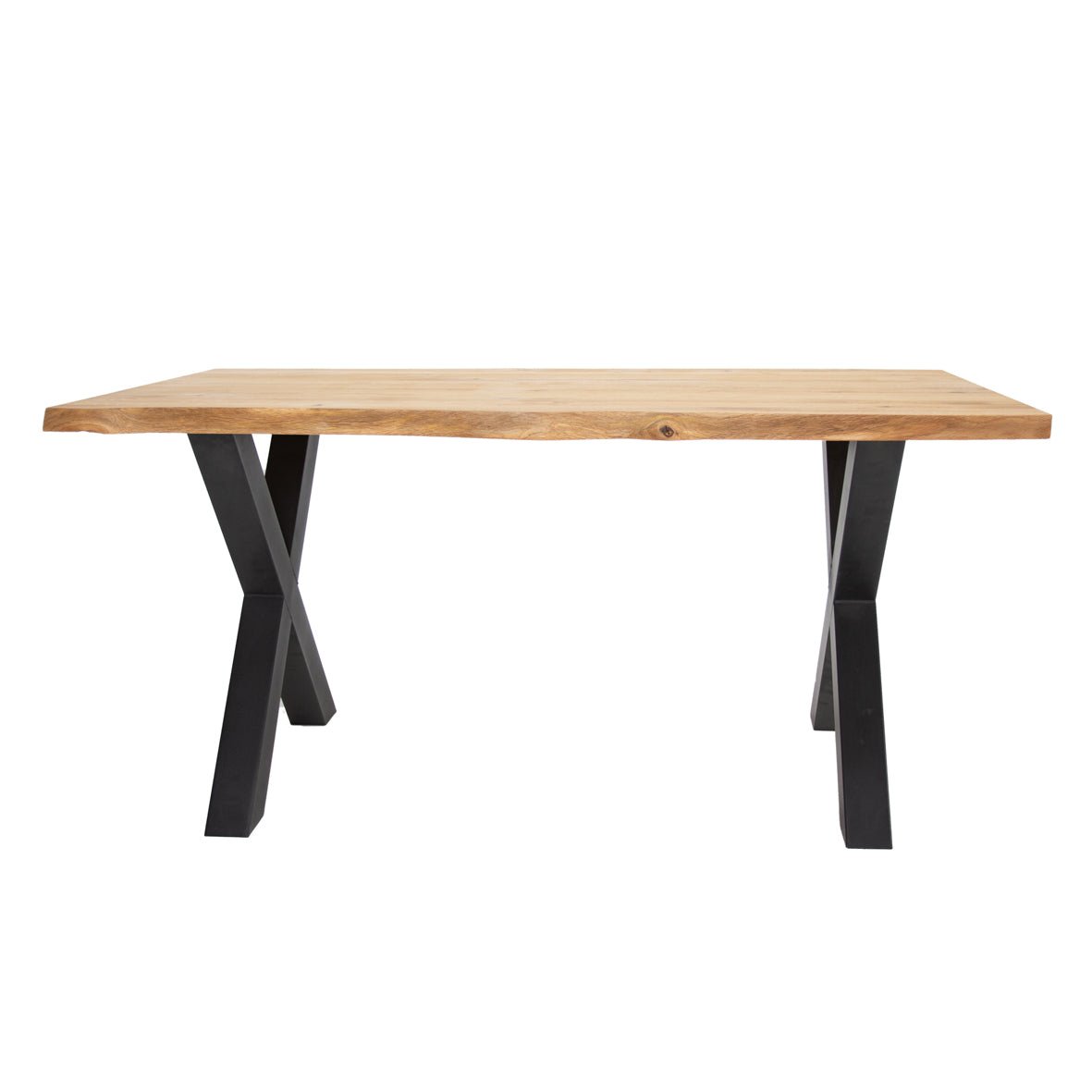 Eettafels - Eettafel Revi Eikenhout - Boomstamvorm - Zwarte X - poot - Dimehouse