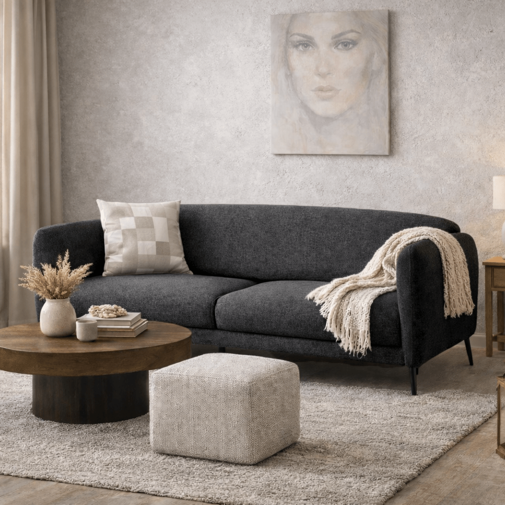 Divano letto in tessuto lino antracite 3 posti - Venus