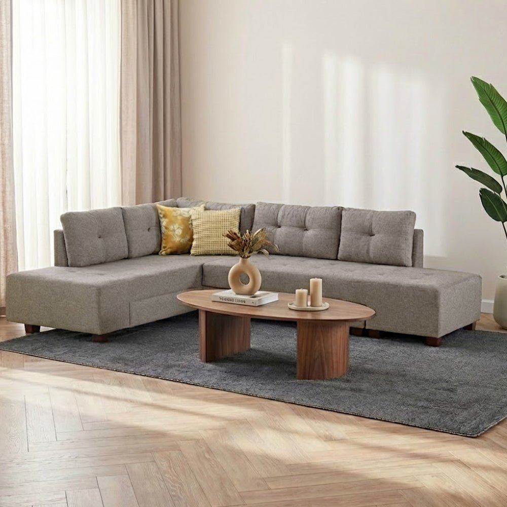 Divano letto tessuto tortora - XL 280x206 cm - con ruote - Sinistra - Manama