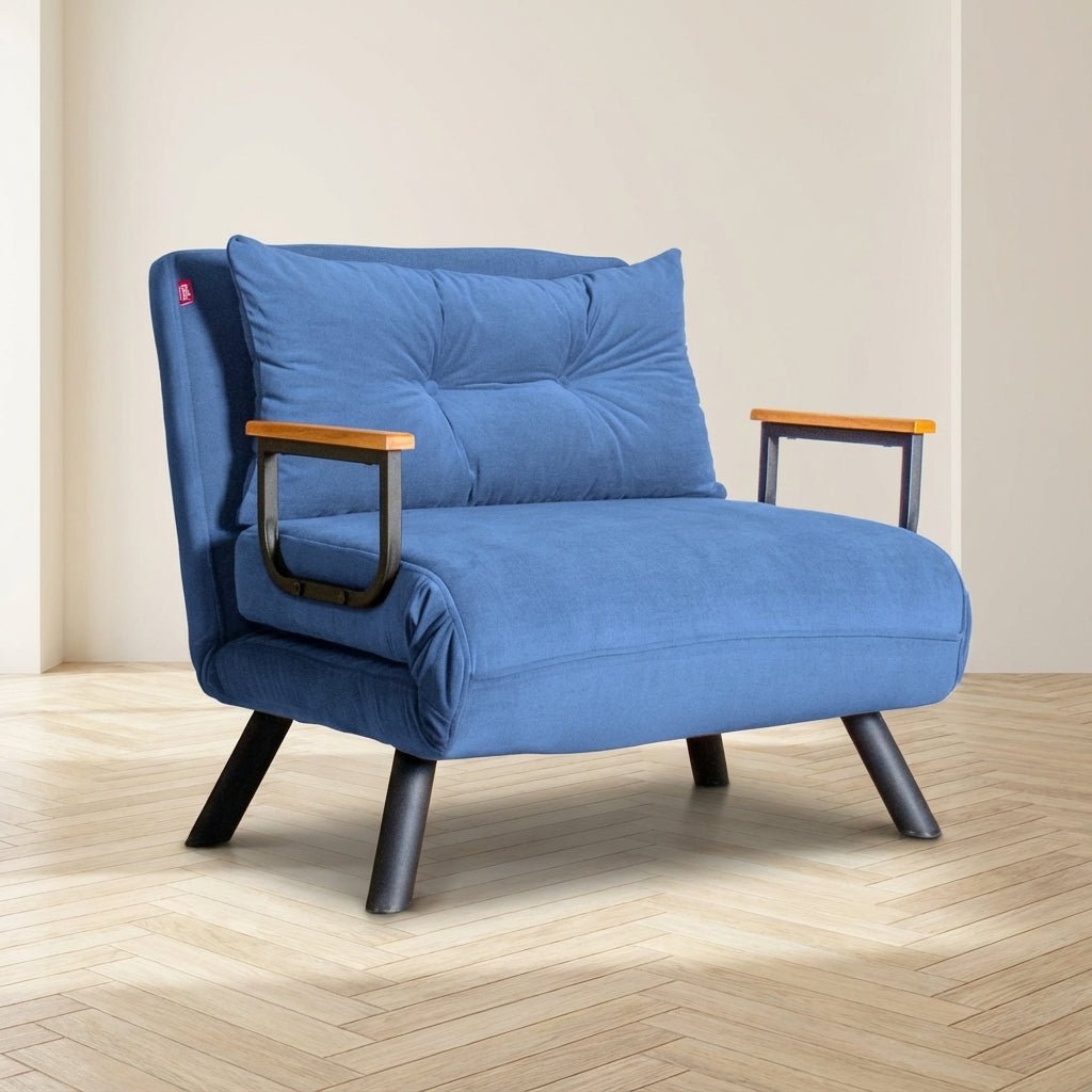Poltrona letto Sando Blue foto suggestiva in un interno moderno