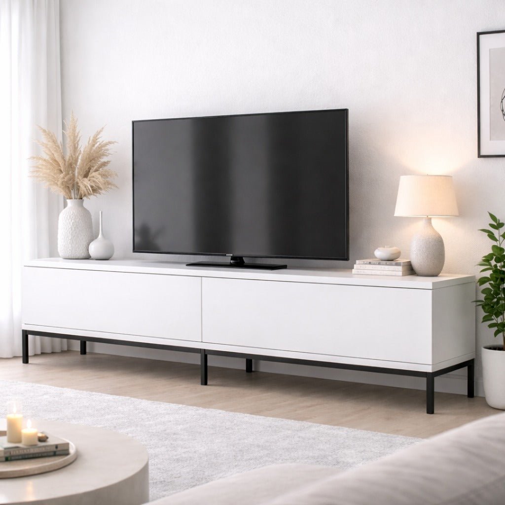 Mobile TV Lord Nero Bianco Melaminico 180x47x30 cm