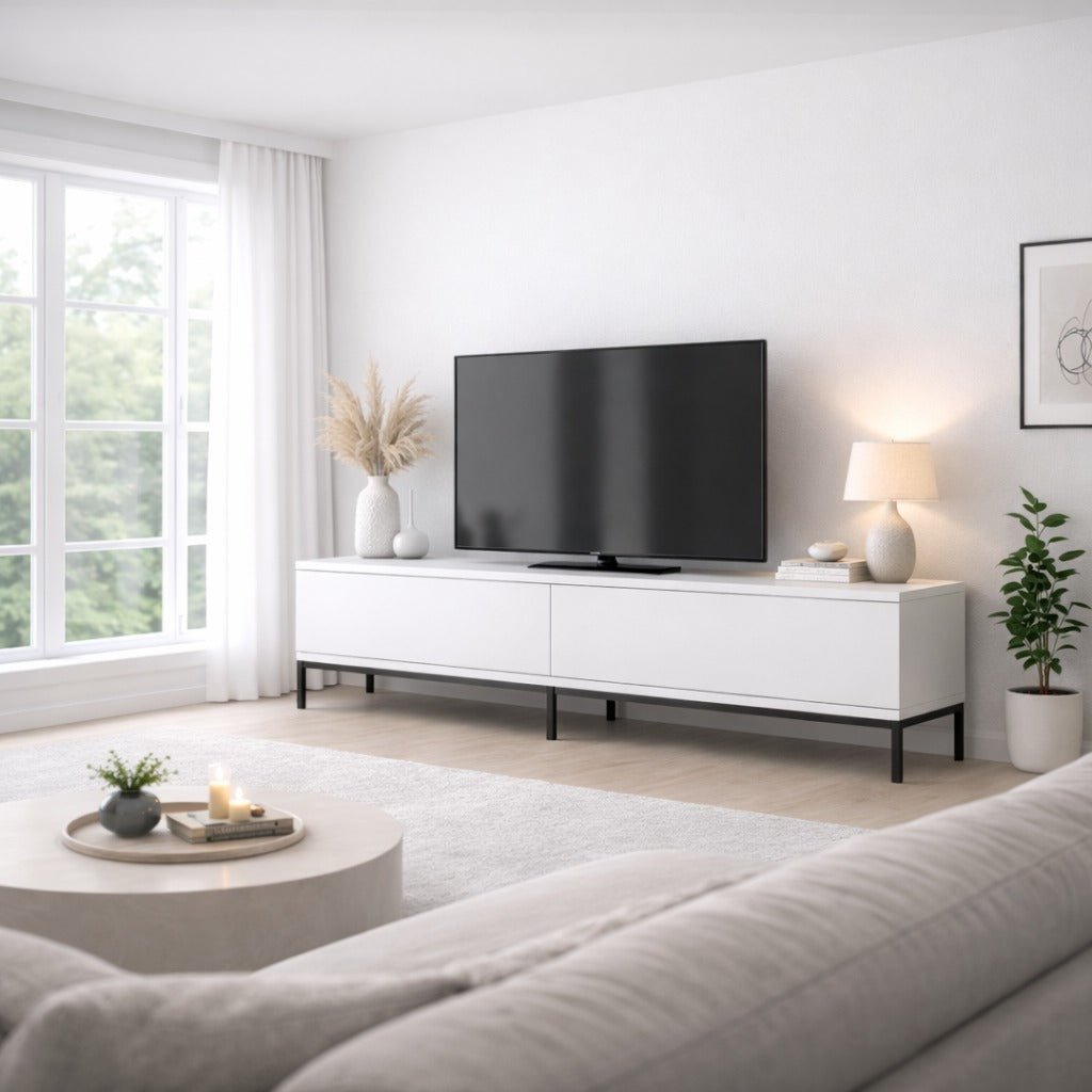 Mobile TV Lord Nero Bianco Melaminico 180x47x30 cm