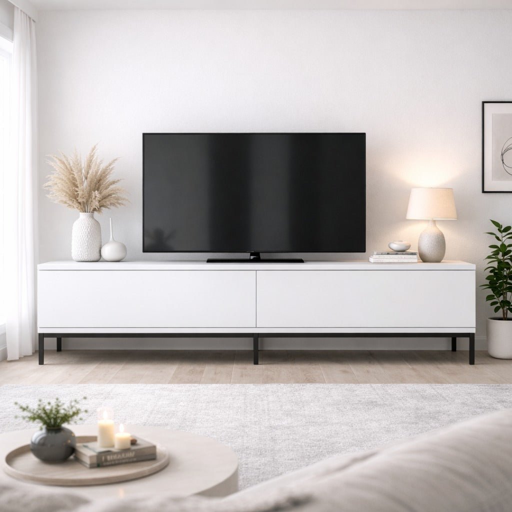 Mobile TV Lord Nero Bianco Melaminico 180x47x30 cm