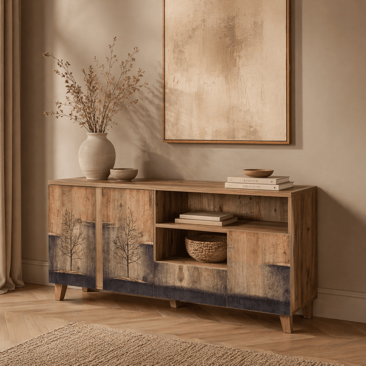 TV Meubels - Dressoir Marina Mila Atlantisch Dennenhout Melamine 160x76x45 cm - Dimehouse