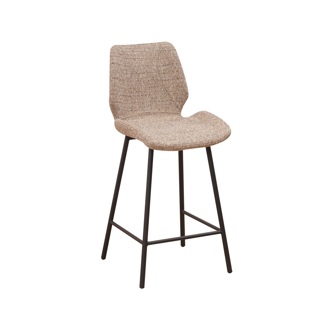 Barkrukken - Beau Barkruk Beige Chenille Stof - 67 cm Zithoogte - Zonder Armleuningen - Dimehouse