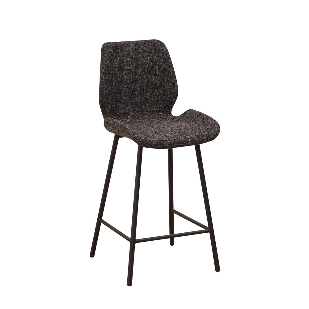 Barkrukken - Beau Barkruk Zwart Chenille Stof - 67 cm Zithoogte - Zonder Armleuningen - Dimehouse