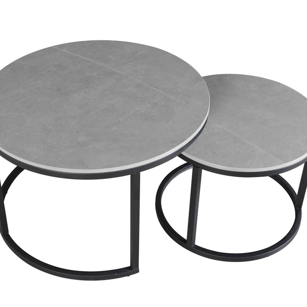 Salontafels - Salontafel set van 2 Trevor marmer grijs rond - Dimehouse