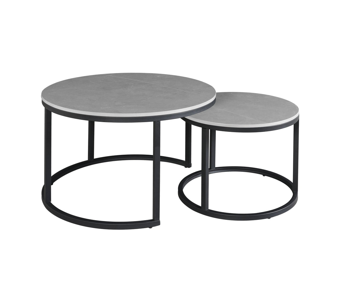 Salontafels - Salontafel set van 2 Trevor marmer grijs rond - Dimehouse