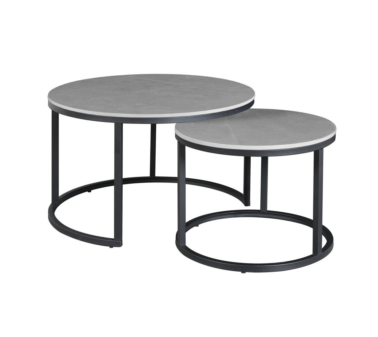 Salontafels - Salontafel set van 2 Trevor marmer grijs rond - Dimehouse
