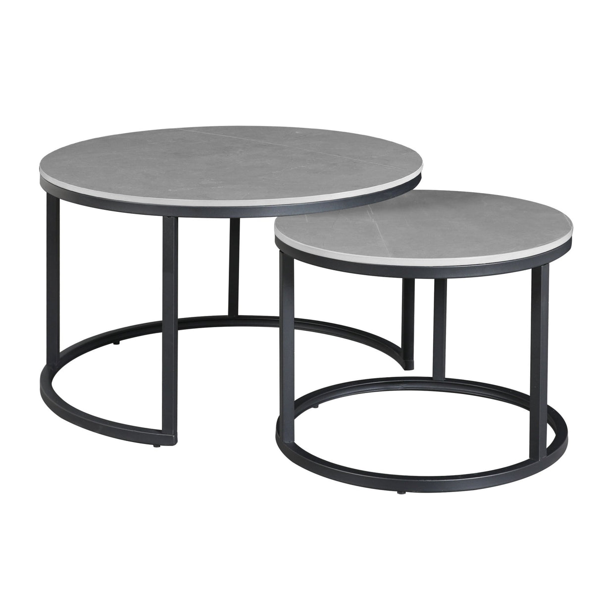 Salontafels - Salontafel set van 2 Trevor marmer grijs rond - Dimehouse