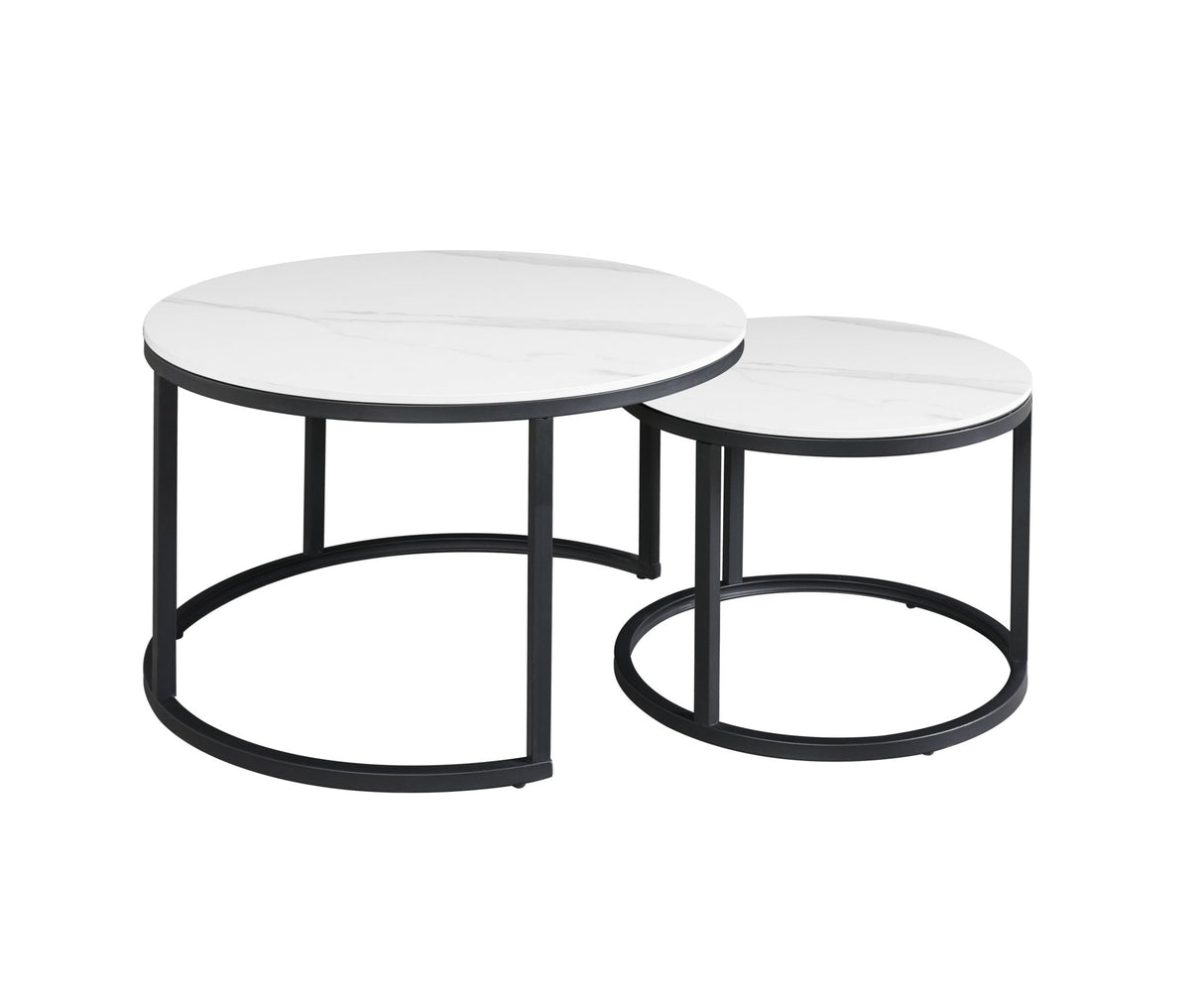 Salontafels - Salontafel set van 2 Trevor marmer wit rond - Dimehouse