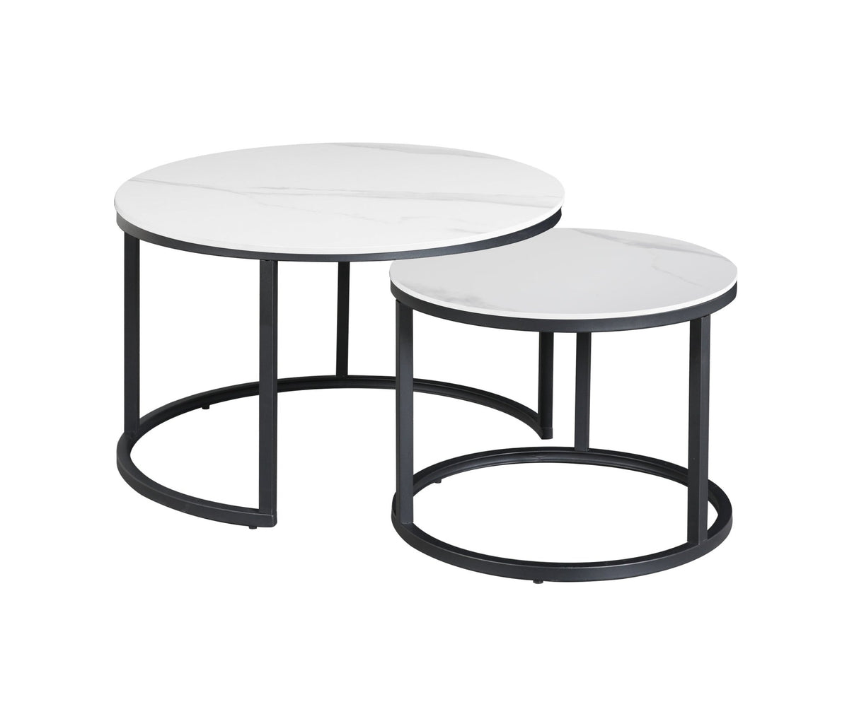 Salontafels - Salontafel set van 2 Trevor marmer wit rond - Dimehouse