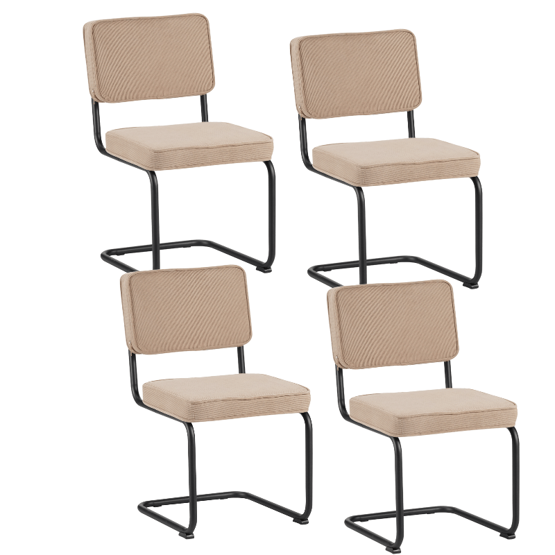 Eetkamerstoelen - Set van 4 Eetkamerstoelen Remo Beige Ribstof - Zonder Armleuningen - Dimehouse
