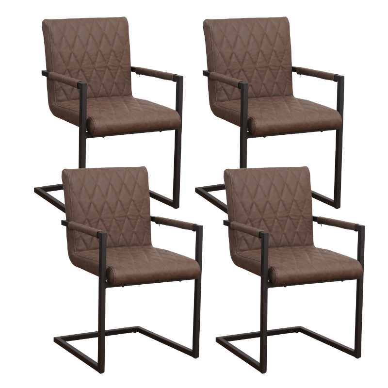 Set di 4 sedie da pranzo Ruben Industrial Taupe - Ecopelle - Con braccioli