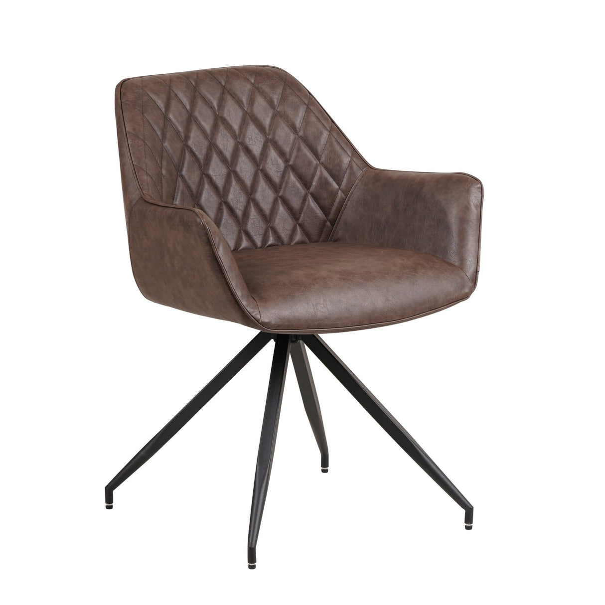 Eetkamerstoelen - Industriële Eetkamerstoel Taupe Gian - Kunstleer - Ruitpatroon - Met Armleuningen - Dimehouse