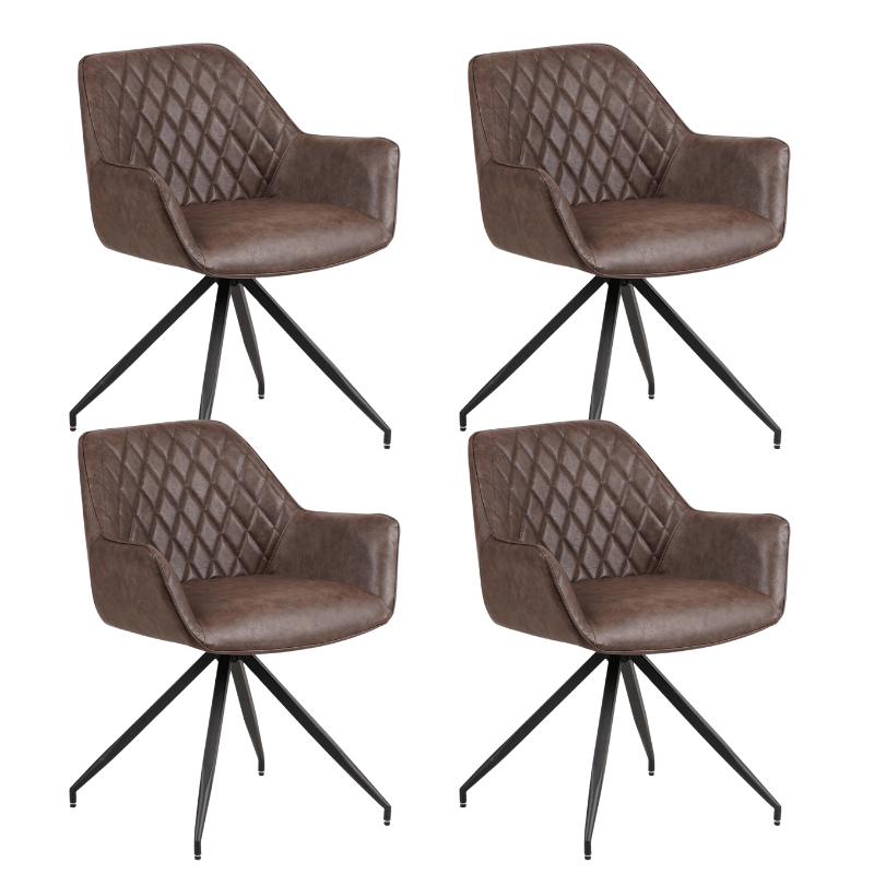 Eetkamerstoelen - Set van 4 Industriële Eetkamerstoelen Gian Taupe - Met Armleuningen - Dimehouse