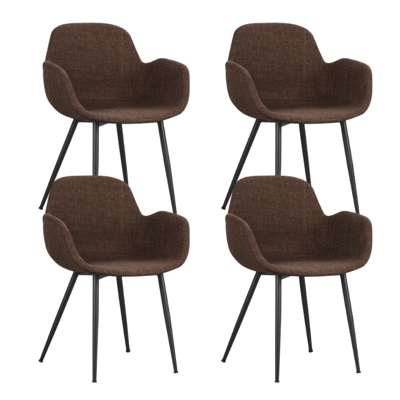 Eetkamerstoelen - Set van 4 Eetkamerstoelen met kuipvormige zitting Mick bruin - Dimehouse