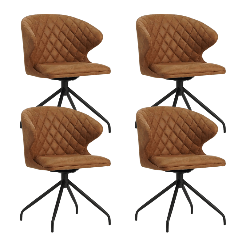 Set di 4 sedie da pranzo girevoli Eloi Cognac
