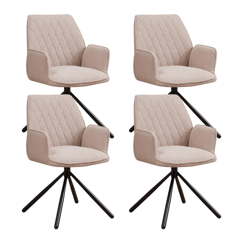 Set di 4 sedie da pranzo girevoli Novan Beige Bouclé – Girevole di 180°