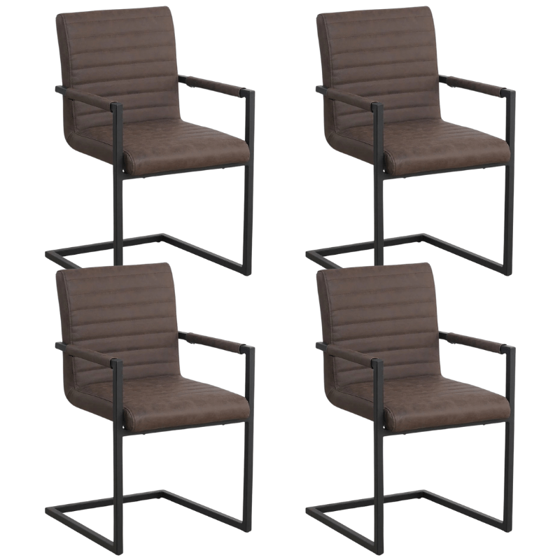 Set di 4 sedie per sala da pranzo Kuba Industrial Taupe - Ecopelle - Con braccioli