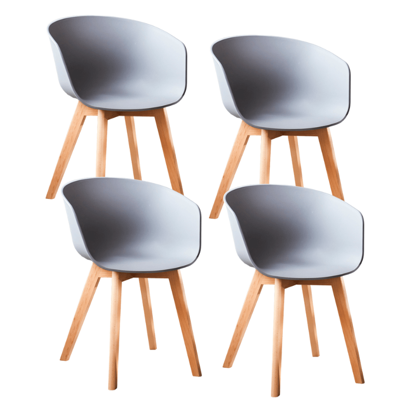 Set di 4 sedie per sala da pranzo Herning Scandinava Grigia - Plastica e legno di faggio