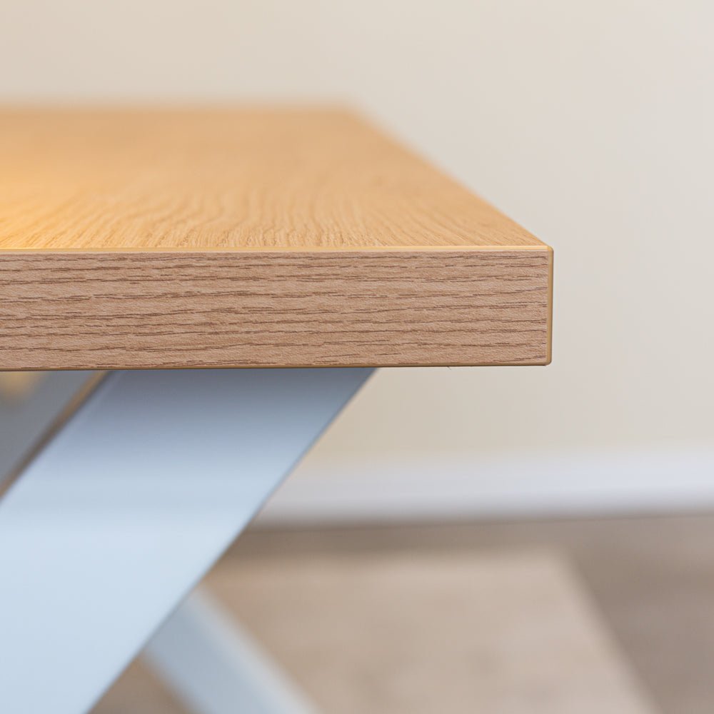 Eettafels - Eettafel Lenzo Rustiek Eiken X - poot wit - Dimehouse