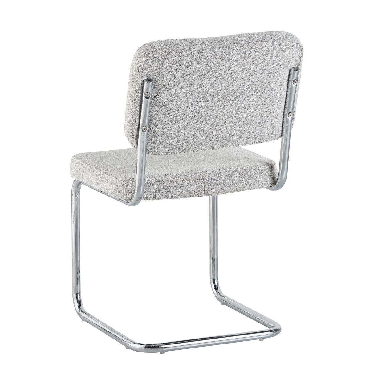 Eetkamerstoelen - Moderne Eetkamerstoel Grijs Bouclé Stof Sway - Chrome Frame - Zonder Armleuningen - Dimehouse