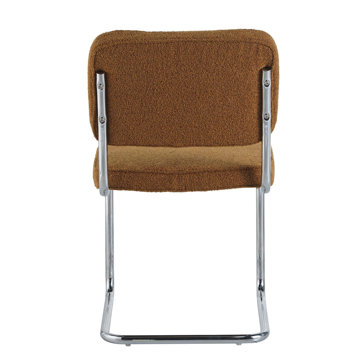 Eetkamerstoelen - Moderne Eetkamerstoel Koper Bouclé Stof Sway - Chrome Frame - Zonder Armleuningen - Dimehouse