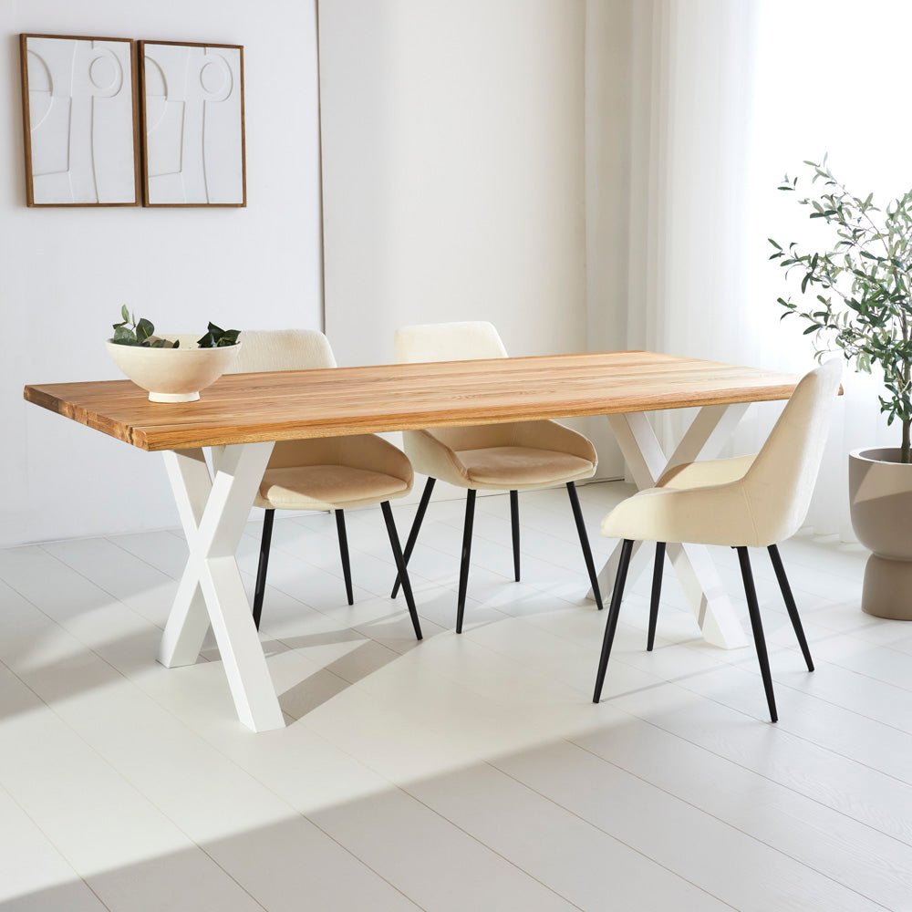 Eettafels - Eettafel Milas Eikenhout X - poot Wit - Dimehouse