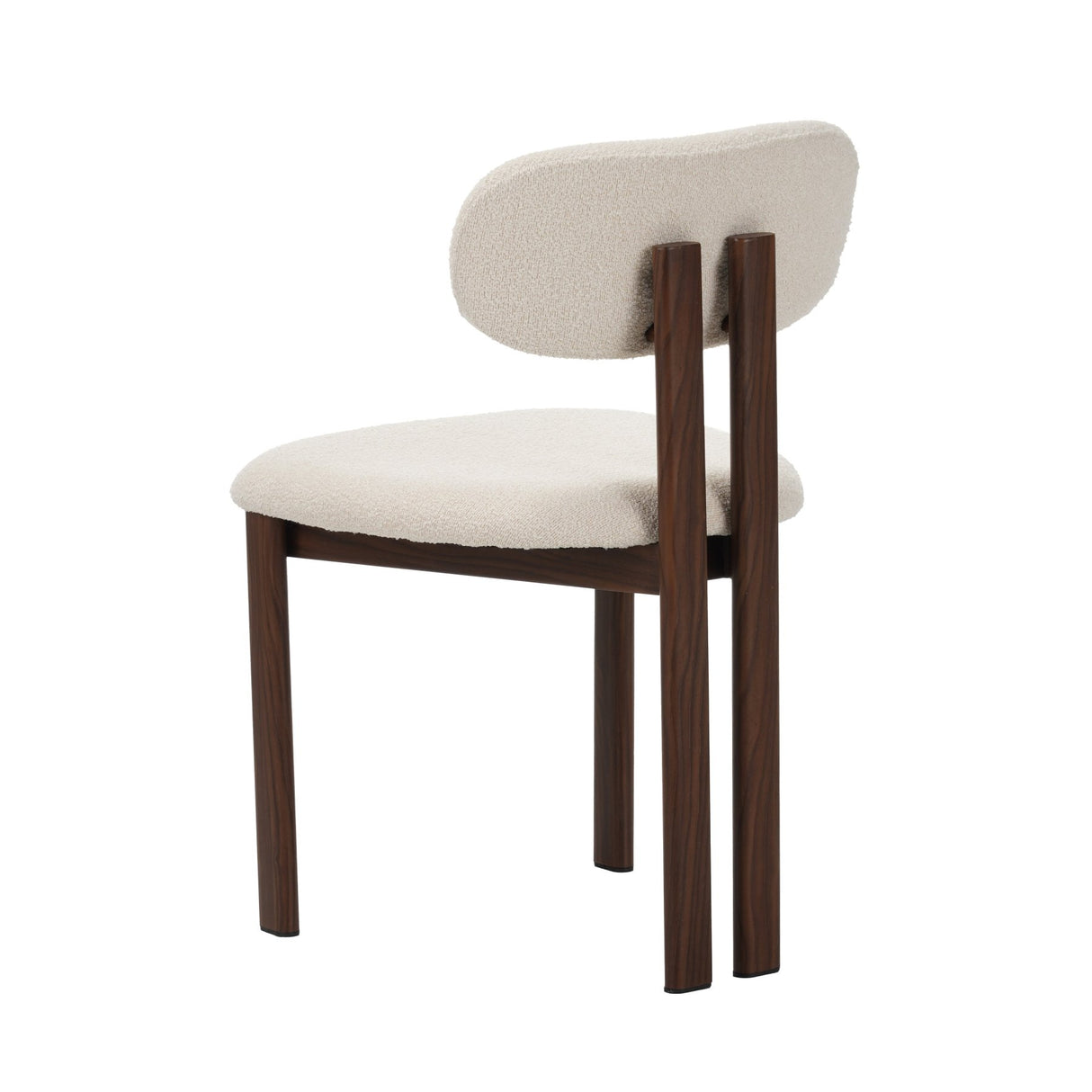 Eetkamerstoelen - Japandi Eetkamerstoel Miyo Bouclé Beige - Walnootlook Frame - Dimehouse