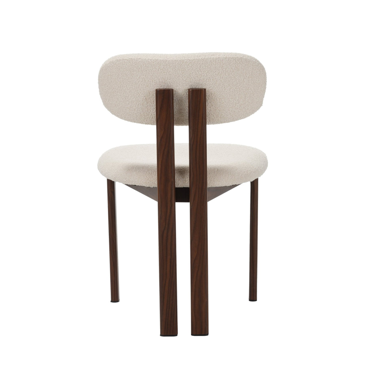 Eetkamerstoelen - Japandi Eetkamerstoel Miyo Bouclé Beige - Walnootlook Frame - Dimehouse