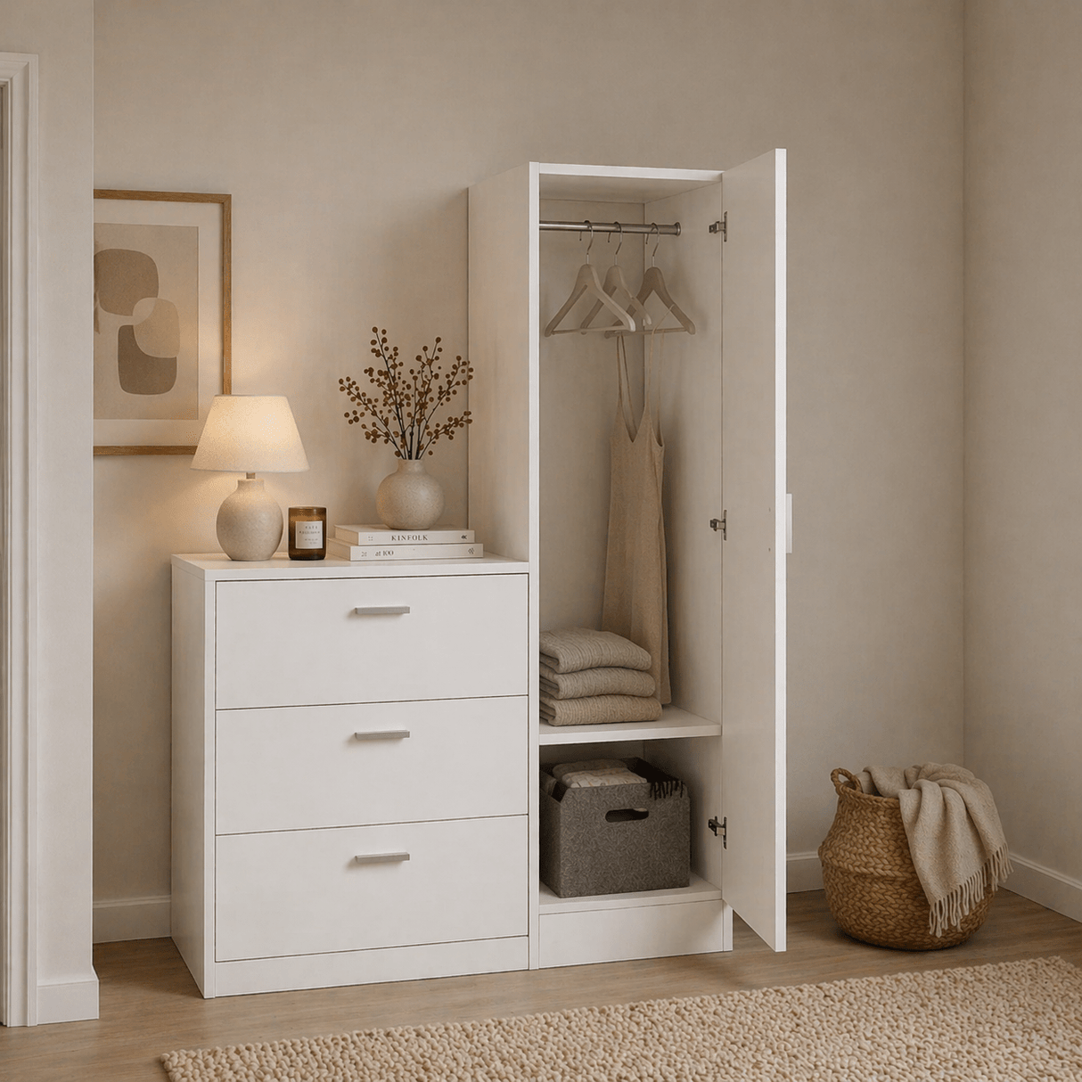 Pensile Melamina Bianca - appendi e appoggia - 140x100x47 cm - Giada