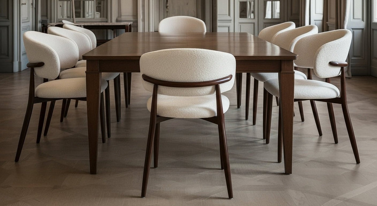 Sedia da pranzo Japandi Yuka Beige - Struttura in effetto noce