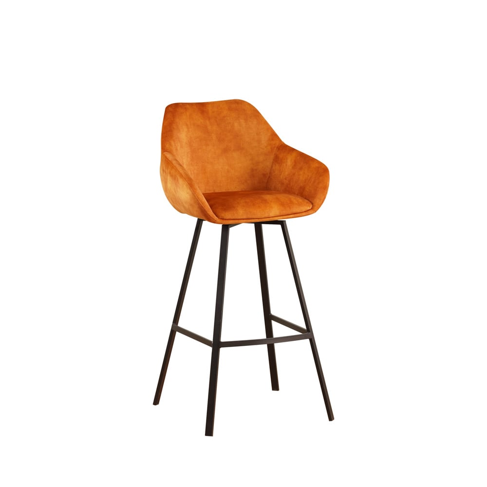 Sgabello da bar Elise Velluto Dimehouse Cognac LxPxH 95x59x57 Velvet White foto diagonale vista frontale