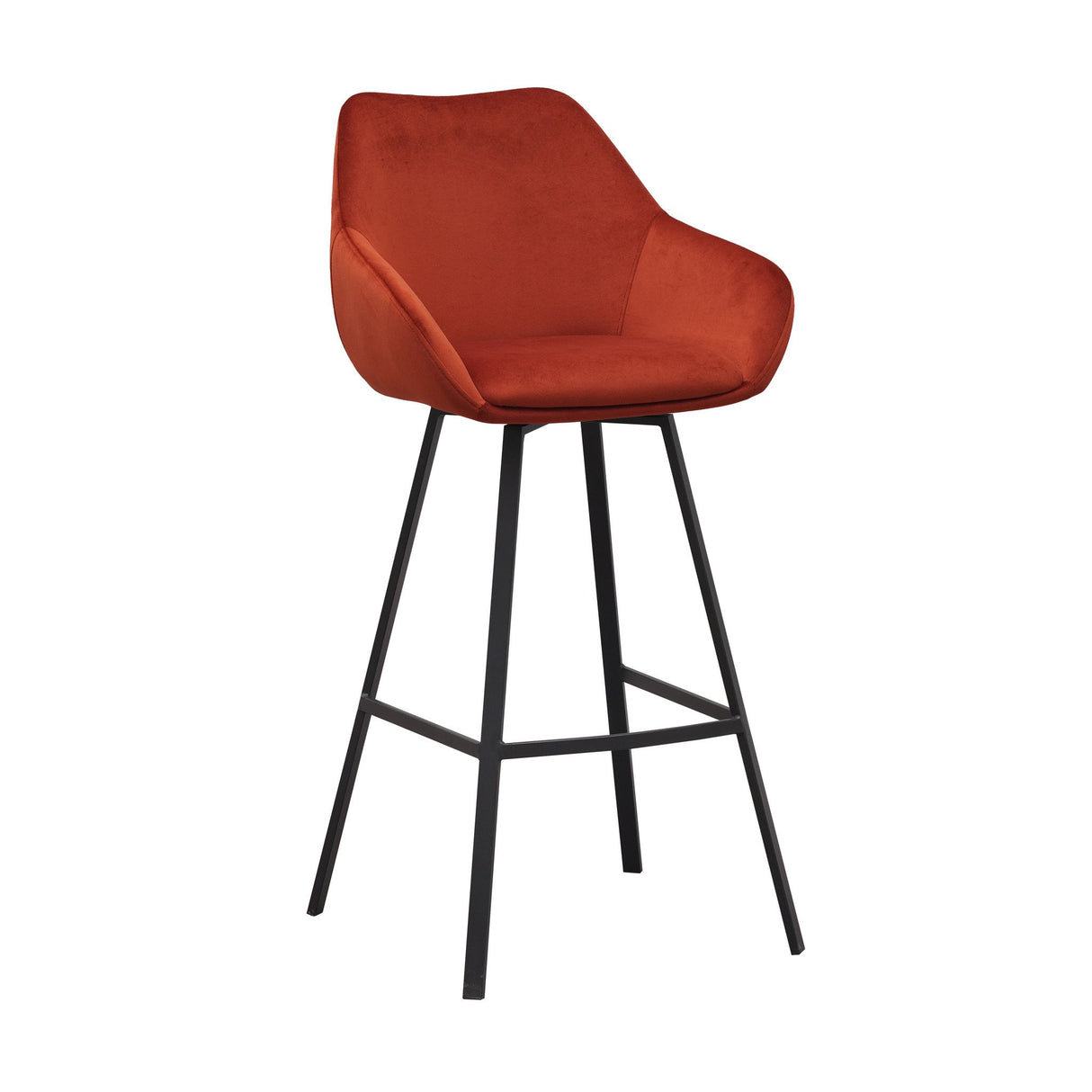 Sgabello da bar Elise Velluto Dimehouse Rust LxWxH 95x59x57 Velvet White foto diagonale vista frontale