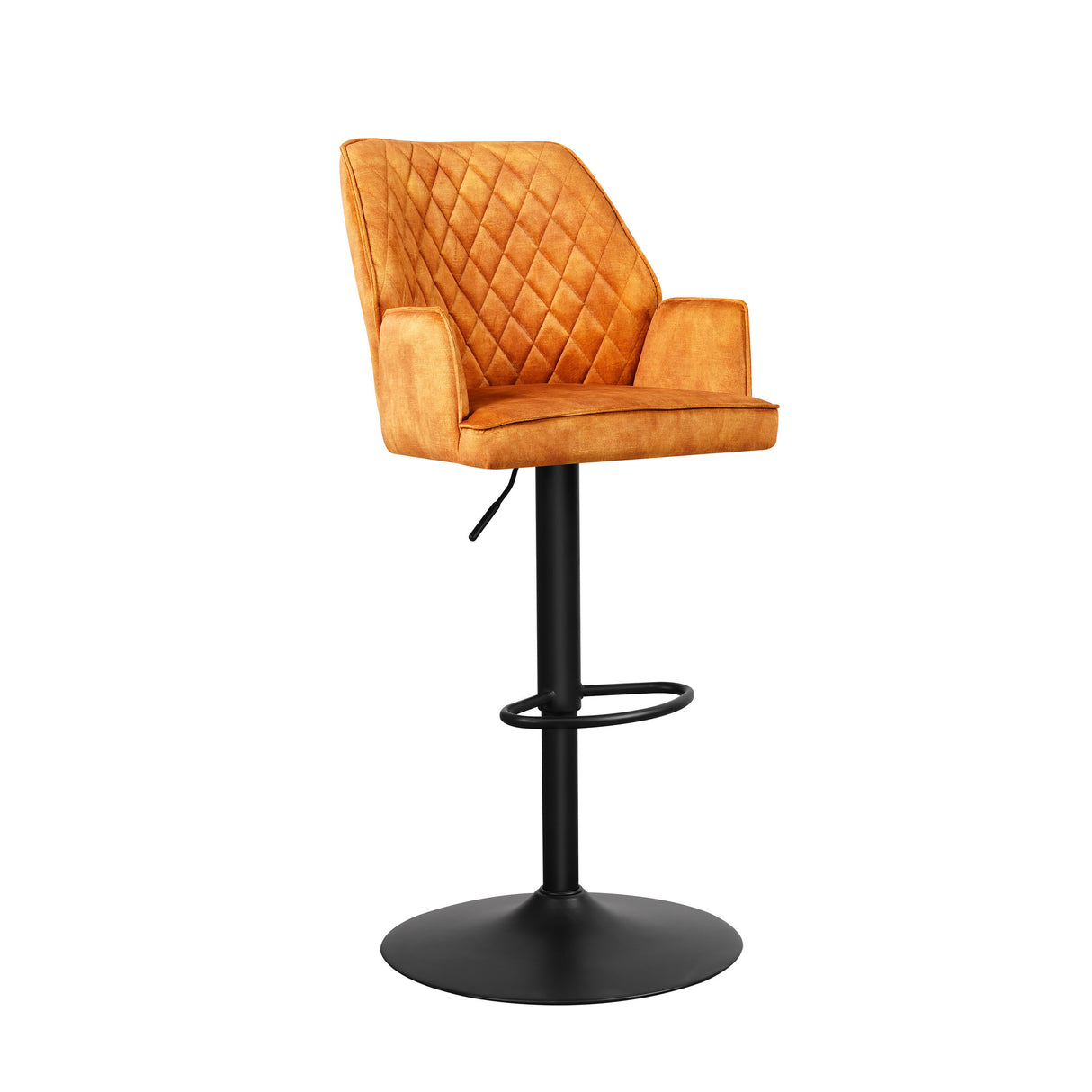 Sgabello da bar Novan velluto Dimehouse Cognac LxPxH 75x58x54 Tessuto Bianco foto diagonale vista frontale