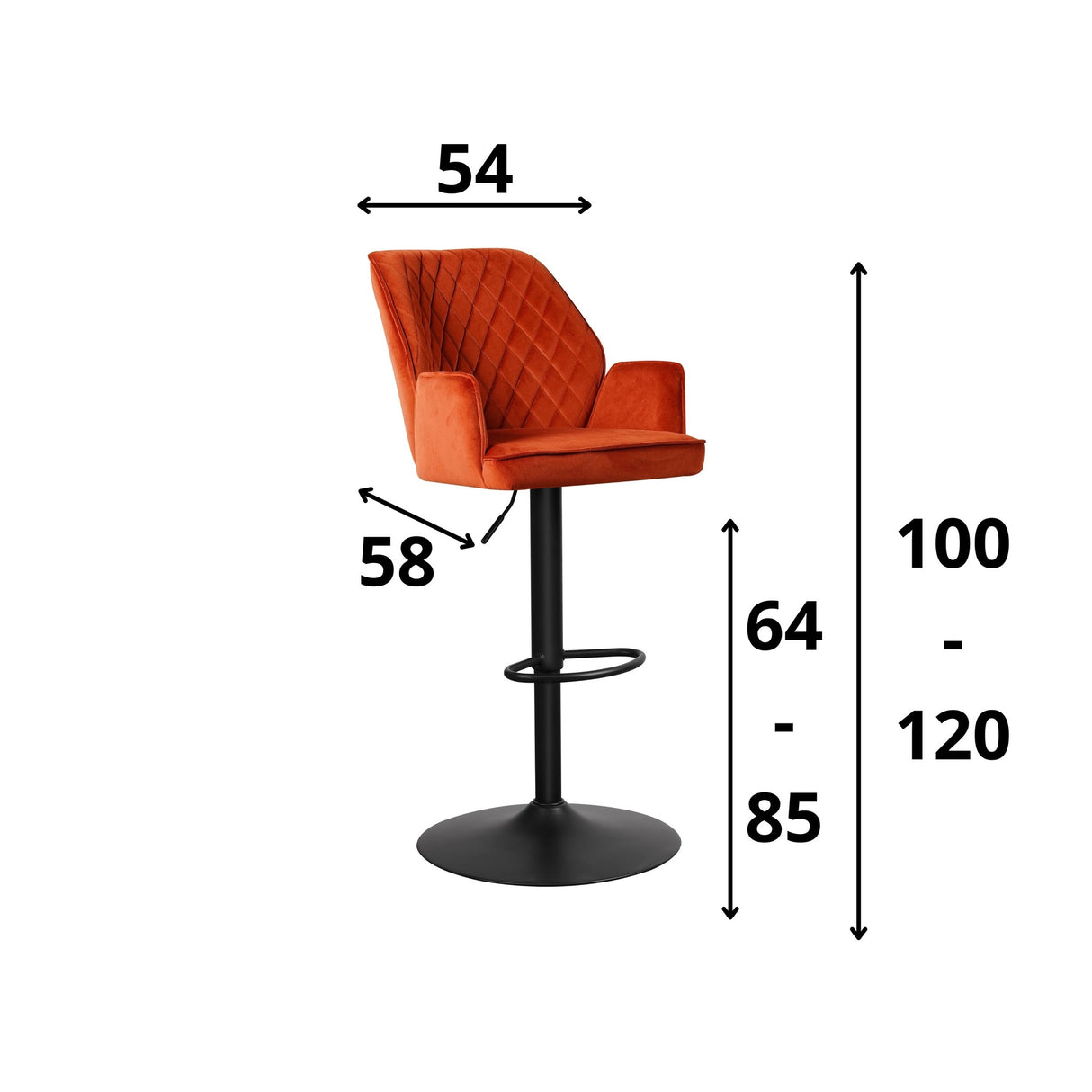 Sgabello da bar Novan velluto Dimehouse Rame LxPxH 75x58x54 Tessuto Bianco Indicazione dimensione foto