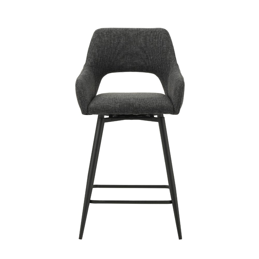 Sgabello da bar Skye Dimehouse Nero LxPxH 81x63x54 Tessuto Bianco foto vista frontale