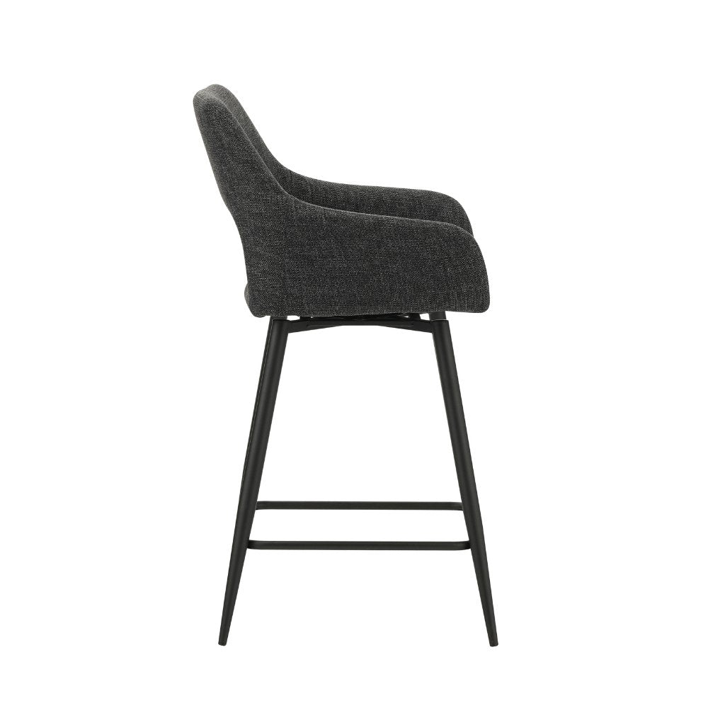Sgabello da bar Skye Dimehouse Nero LxPxH 81x63x54 Tessuto Bianco vista laterale della foto