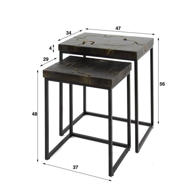 Tavolino Minette DH Interior Nero e oro LxPxA 61x51x38 Teak Bianco Indicazione dimensione foto