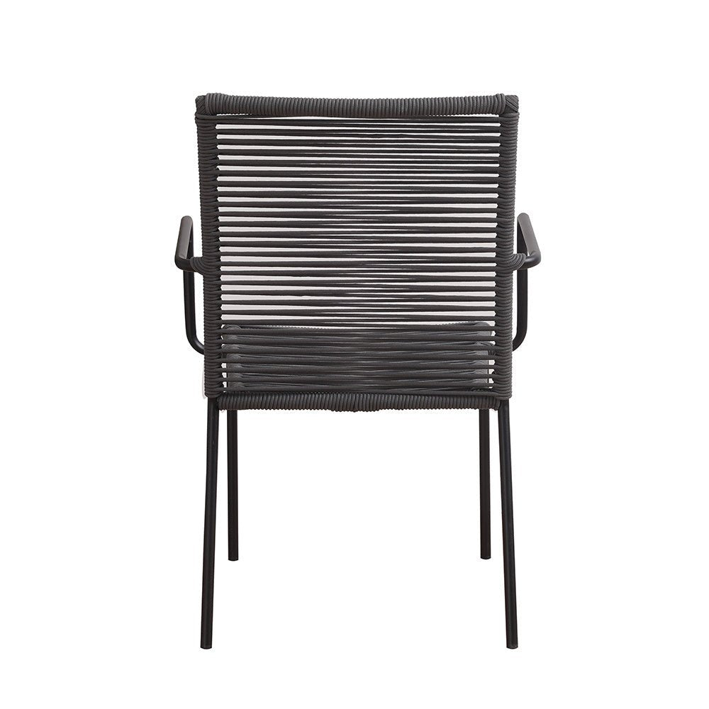 Sedia da giardino Iza Dimehouse Antracite LxPxH 93x69x60 Corda Bianca foto diagonale vista posteriore