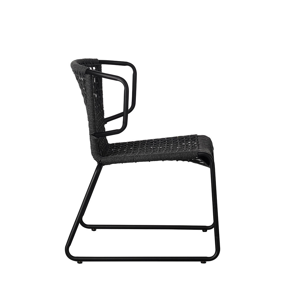 Sedia da giardino Dora Dimehouse Antracite LxPxH 83x69x60 Corda Bianco vista laterale foto
