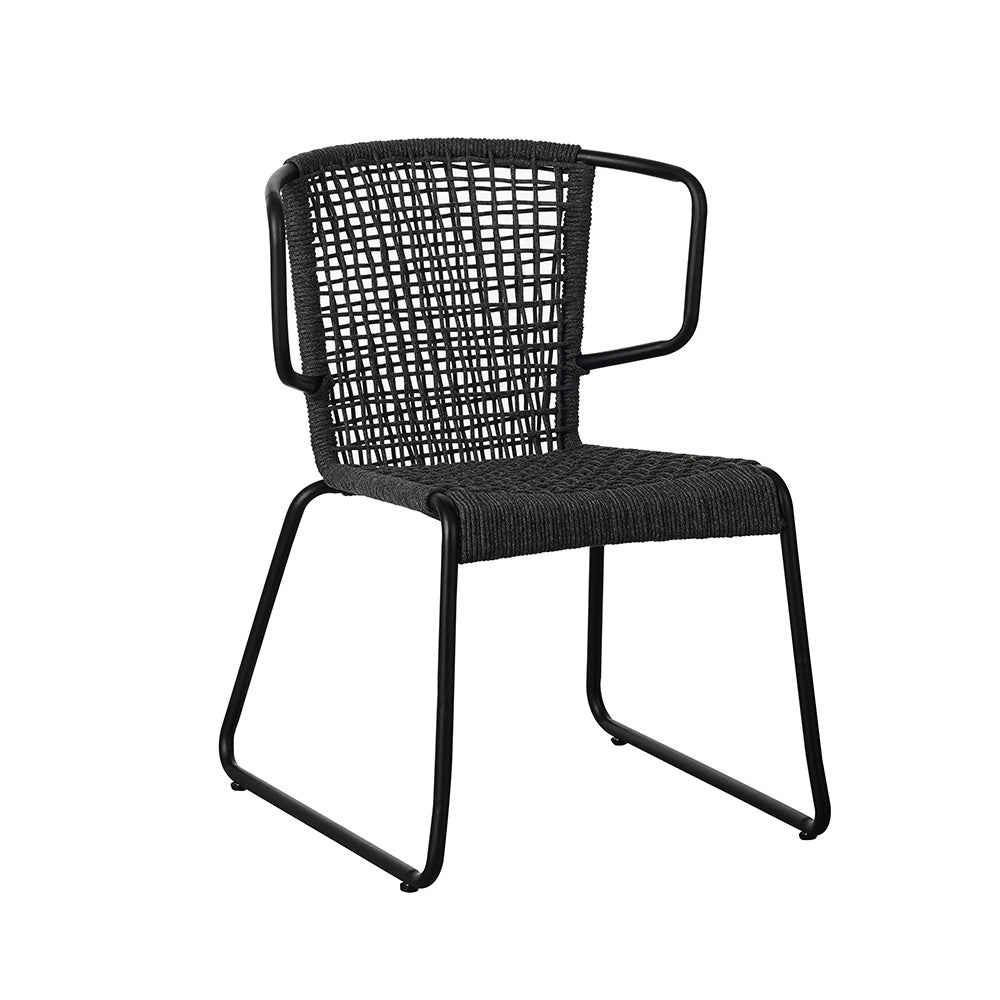 Sedia da giardino Dora Dimehouse Antracite LxPxH 83x69x60 Corda Bianco Foto diagonale vista frontale