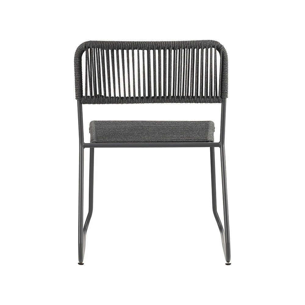 Sedia da giardino Lester Dimehouse Grigio LxPxH 86x60x57 Corda Foto bianca vista diagonale posteriore