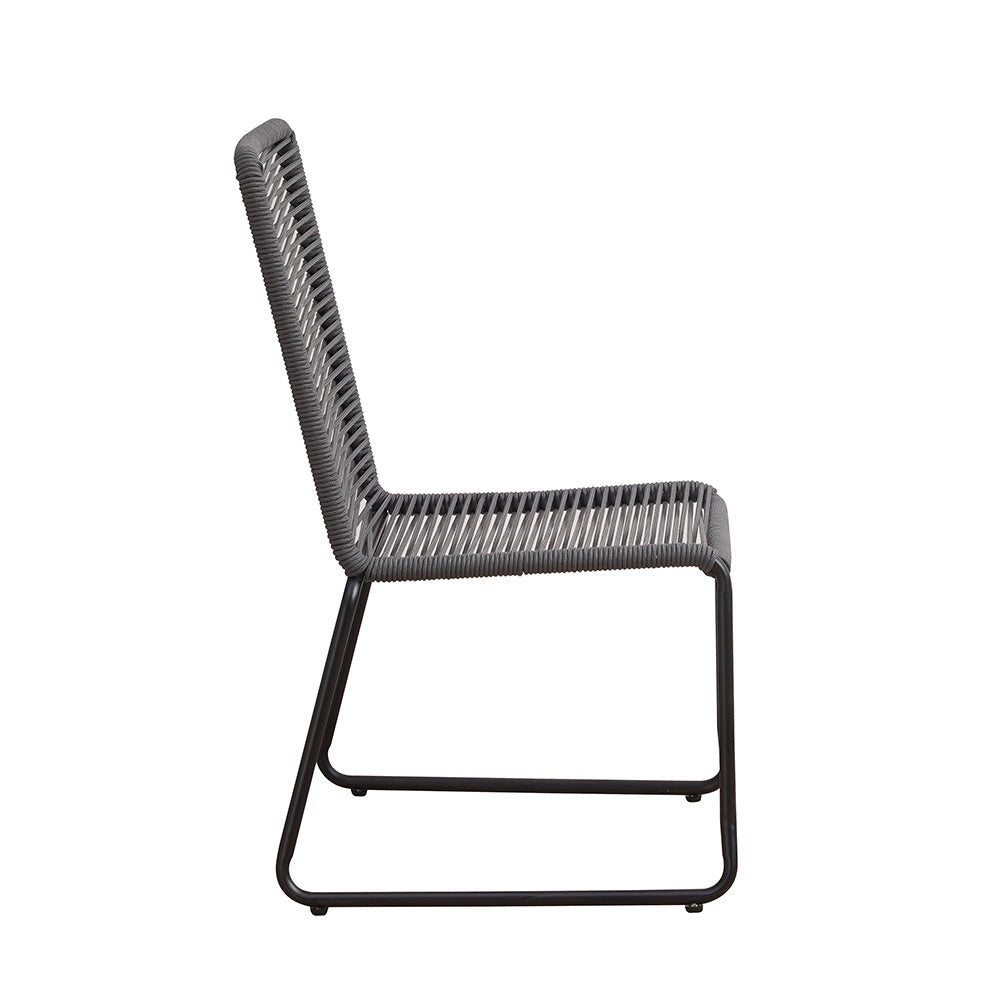 Sedia da giardino Lisa Dimehouse Antracite LxPxH 93x62x57 Corda Bianco vista laterale foto