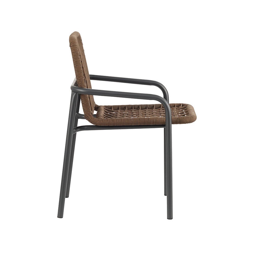 Sedia da giardino Nila Dimehouse Marrone LxPxH 64x55x55 Corda Vista laterale della foto bianca